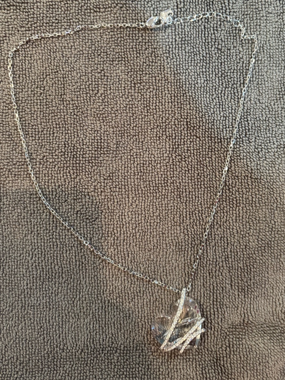 Crystal Heart Pendant Necklace in Silver Tone
